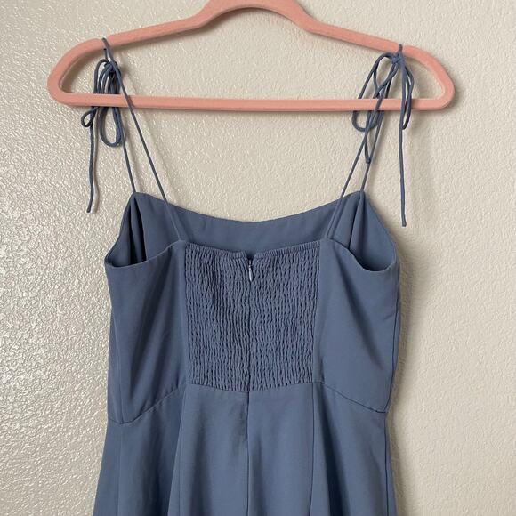 Aritzia Wilfred Jumpsuit Womens Size 4 Blue Zadie Smocked Straight Leg Crepe - Picture 8 of 12